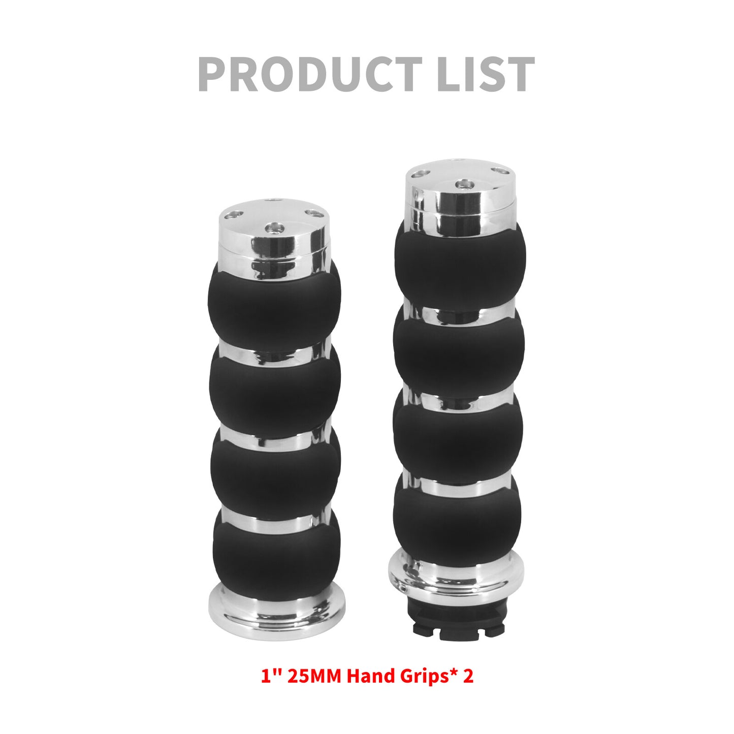 Chrome 1 Non-Slip Rubber Handlebar Hand Grips for Harley for Honda for Yamaha for Kawasaki