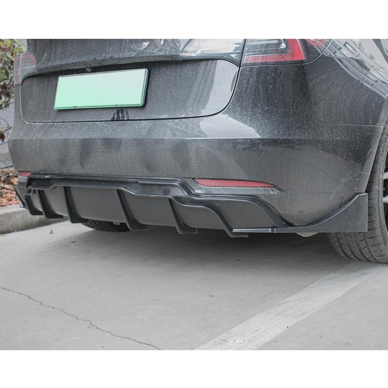 FOR 2017-2023 for TESLA MODEL 3 BLACK PERFORMANCE REAR BUMPER DIFFUSER W/ EXTENSIONS