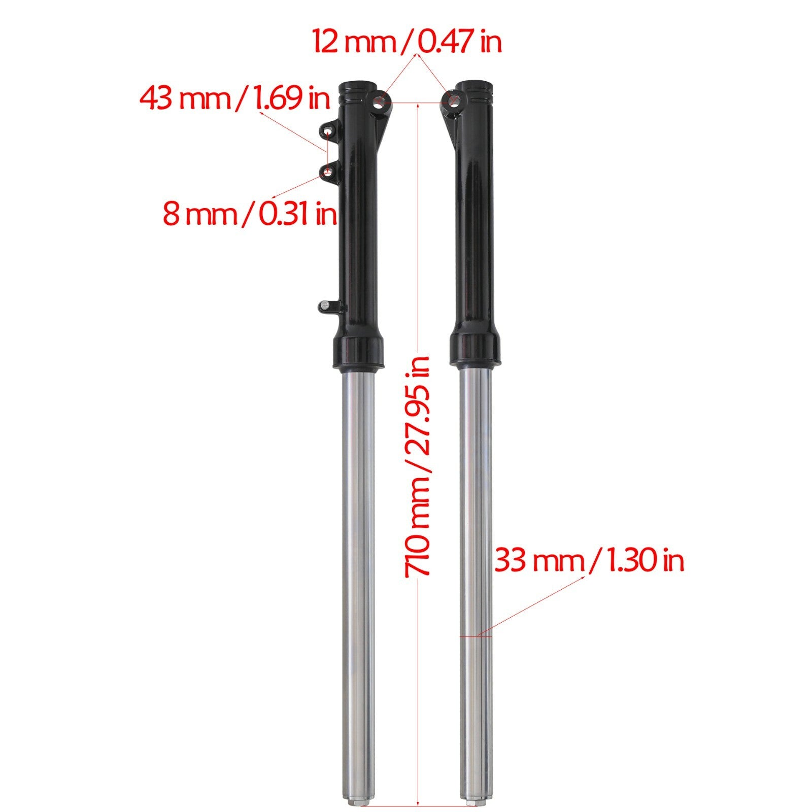 Shock Fit Pit Dirt fork for bicycles 70cc, 90cc, 110cc, 125cc, Apollo Atomik 12mm