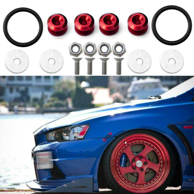 Red Aluminum Quick Release Fasteners Kit For Car Bumper Trunk Hatch