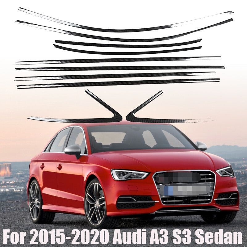 Stainless Black For 2015-2020 for Audi A3 S3 Sedan Car Window Trim Strip Cover Trim
