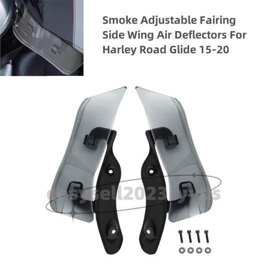 Smoke Adjustable Fairing Side Wing Air Deflectors for Harley Road Glide 15-20