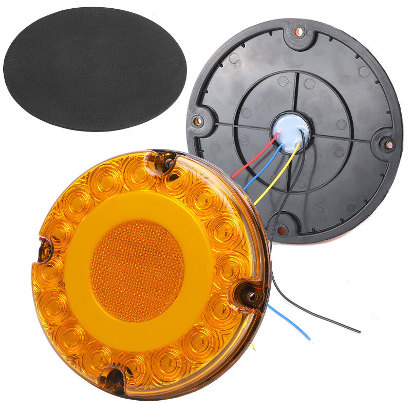 2PCS Round LED Amber Tail Light School Bus Transit Vehicles Refuse Hauler