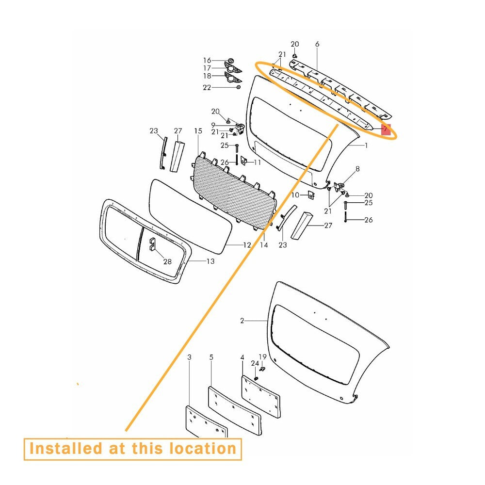 Front radiator grille upper bracket 3W3807277A for Bentley GT 12-17