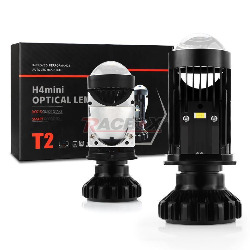 2x 100W H4 for Mini Bi LED Projector Lens Hi/Lo Beam Headlight Headlamp Retrofit LHD