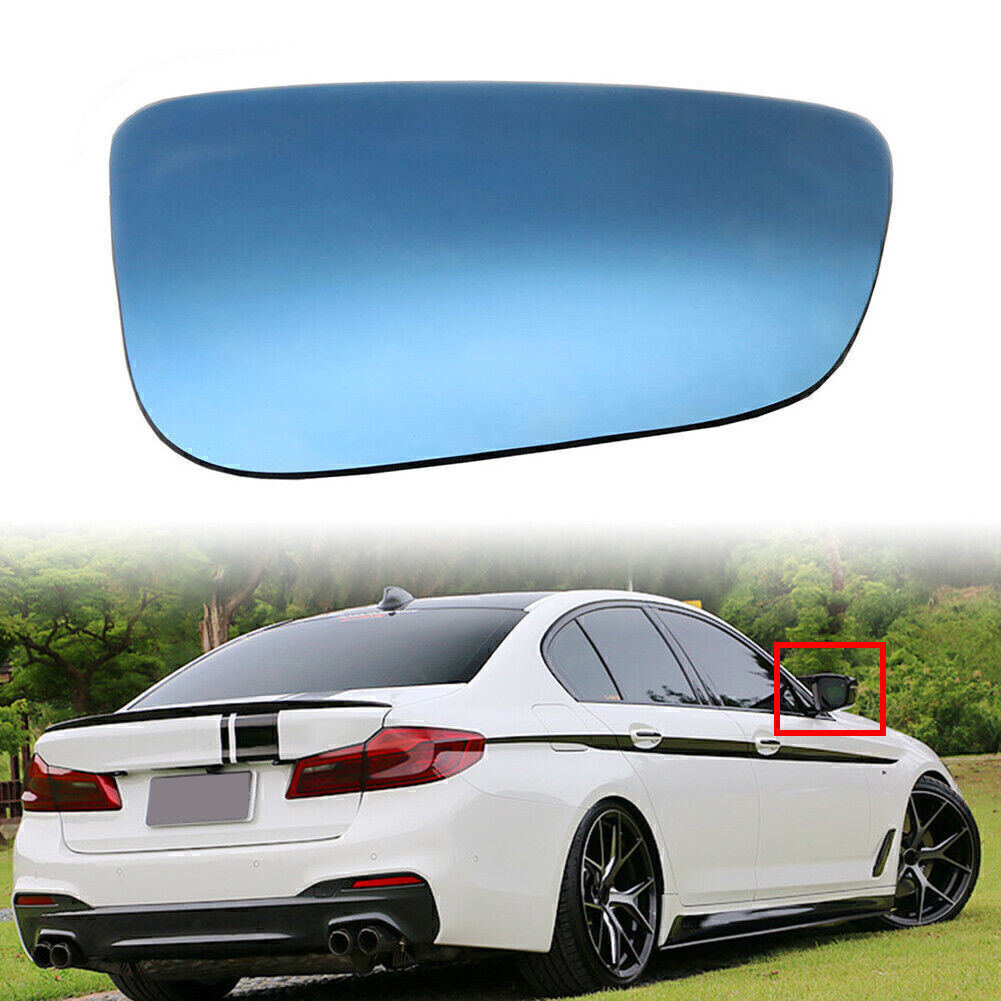Right Wing Mirror Glass Tinted Blue Heated Anti Blind Spot for BMW 5Series G30