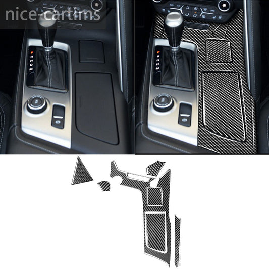 7¡ÁCarbon Fiber Gear Shift Cup Holder Panel Cover for Chevrolet for Corvette C7 14-19
