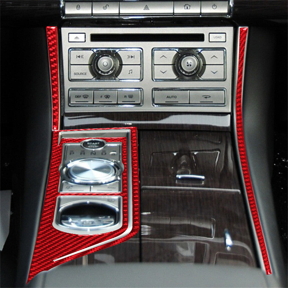 4¡ÁRed Carbon Fiber Central Control Gear Shift Panel Trim for Jaguar XF 2009-2011