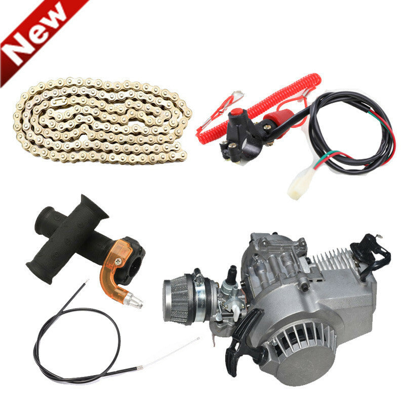 50cc, 47cc, 49cc engine motor kit, 2-stroke, suitable for mini Chopper pocket off-road bikes and all-terrain vehicles.