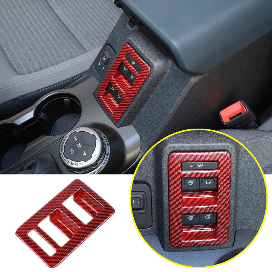 Suitable for 2021-2023 for Ford for Mustang Red Carbon Fiber Window Control Button Panel Trim