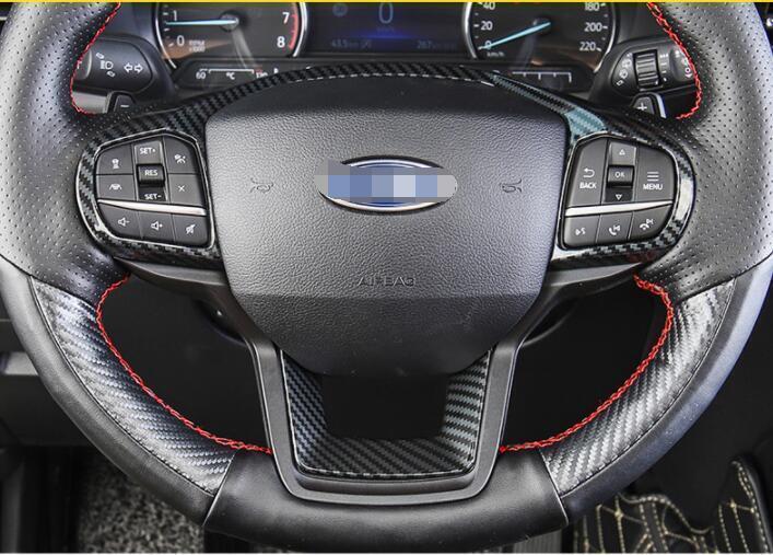 Steering Wheel Button Cover Trim 2PCS for Ford Explorer 2020-2022 Carbon Fiber