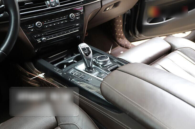 Gear Shift Both Side Cover Trim 2P for BMW X5 X6 F15 F16 2014-2018 Carbon Fiber
