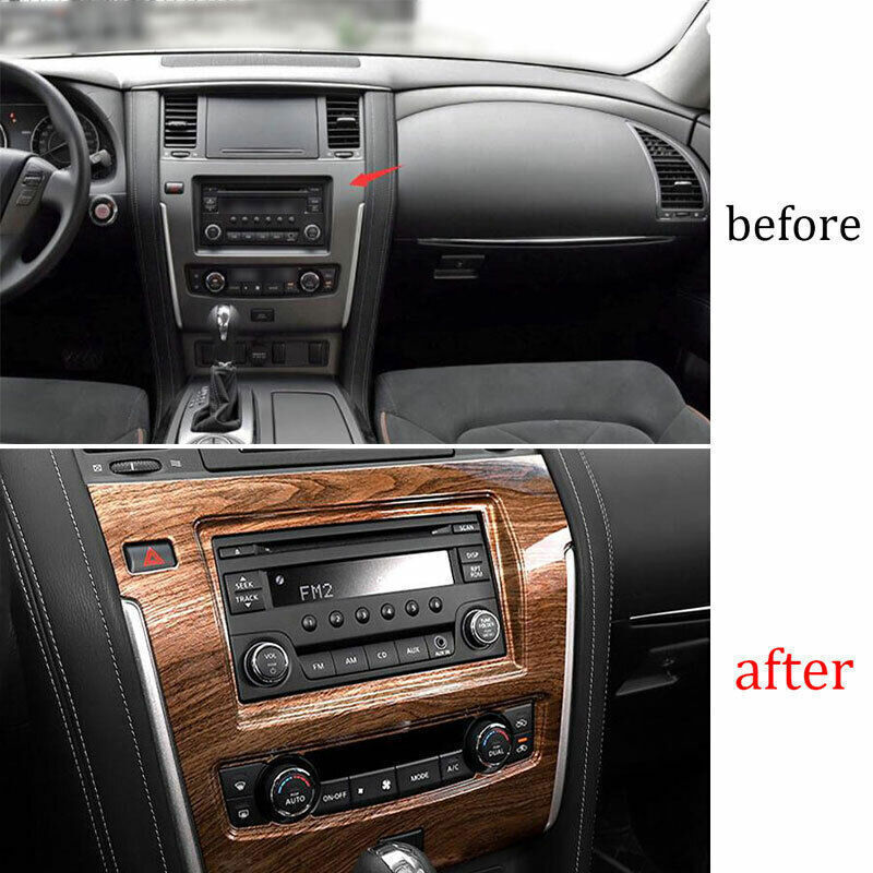 Central Console Navigation Frame Trim for Nissan Armada Y62 2017-2020 Wood Grain