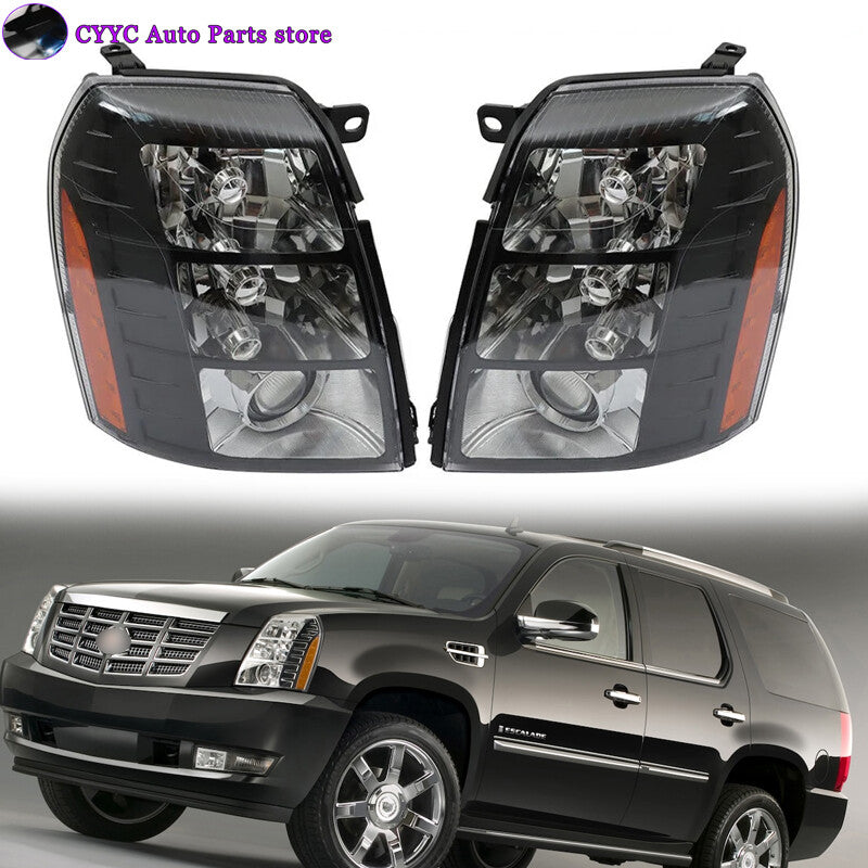 2Pcs Headlight for Cadillac for Escalade 2007-14 Front Bumper Headlamp Without Bulbs