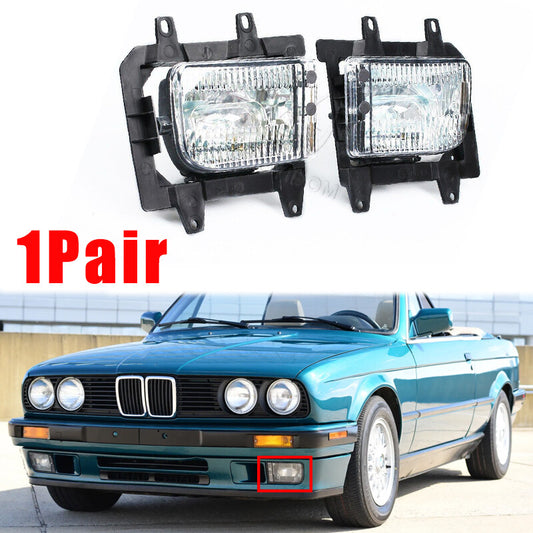 1 Pair Front Lower Bumper Fog Light Lens Cover Clear for BMW E30 325i 1985-1993