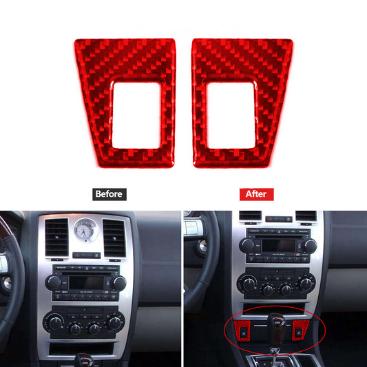 Red Carbon Fiber Below Radio With Heated for Seat Cover Trim for Chrysler 300 05-07