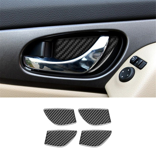 4X Carbon Fiber Door Handle Inner Bowl Cover Trim for Nissan Rogue 2014-2016