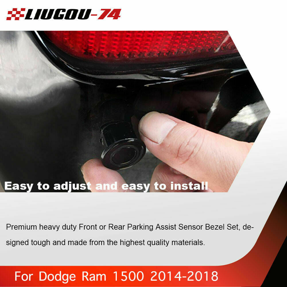 2-Pack Parking Assist Sensor Frames for Dodge for Ram 1500 14-18 Exterior Front/Rear