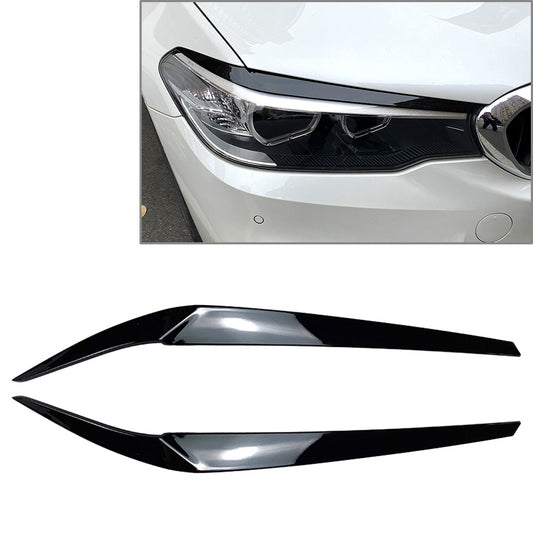 2x Front Headlight Eyebrow Eyelid Cover Trim for BMW 5 Series G30 G31 G38 F90 M5