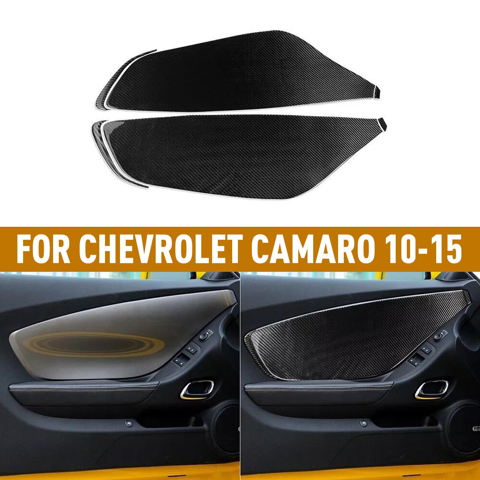 6-Piece Black Inner Door Panel Cover Trim Kit for Chevrolet Camaro 2010-15
