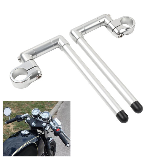 37MM Cafe Racer Bars 7/8 Universal Clip-On Handlebar Fork Tube Silver