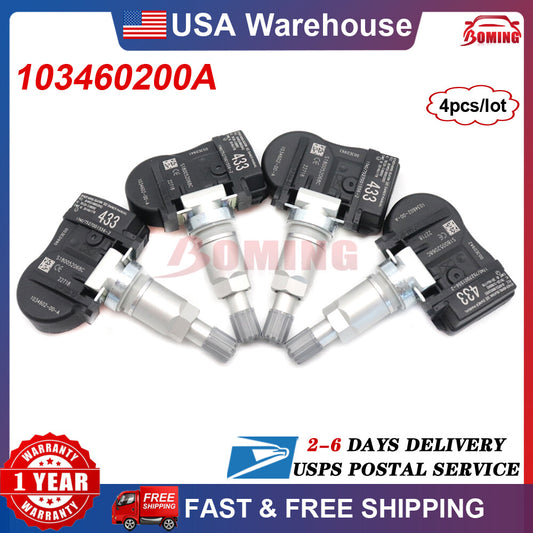 4x 103460200A New TPMS Tire Pressure Sensor Fit for Tesla Model 3 S X 433MHz