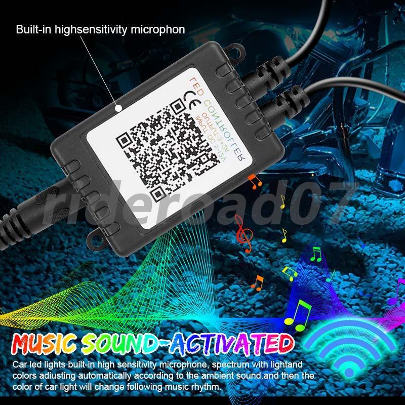 RGB LED Underglow Neon Light Strip RC + APP Control 12V Motorcycle Universal
