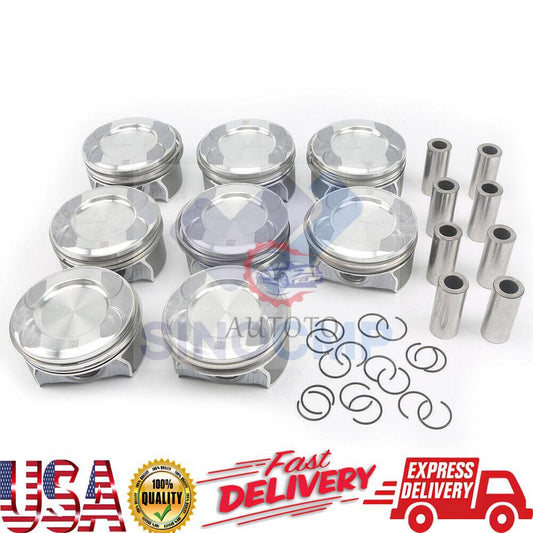 8X Pistons Rings Set M278 Fits for Mercedes-Benz X166 W222 W221 GL500 S500 4.6T 4.7T