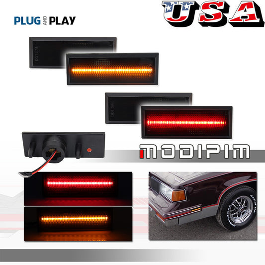 Suitable for Oldsmobile Cutlass 442 81-88, front amber LED, rear red LED side marker light