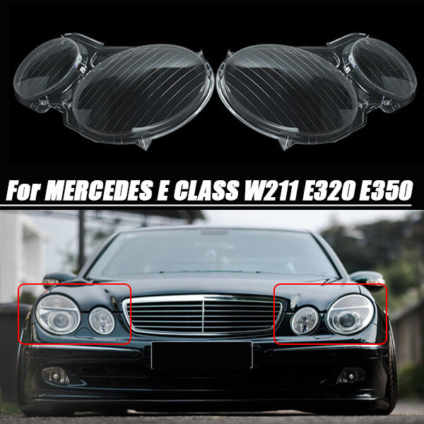 2-Piece Clear Headlight Lens Cap Replacement Parts for 2002-08 for Mercedes-Benz E-Class W211