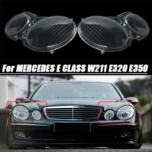 2-Piece Clear Headlight Lens Cap Replacement Parts for 2002-08 for Mercedes-Benz E-Class W211