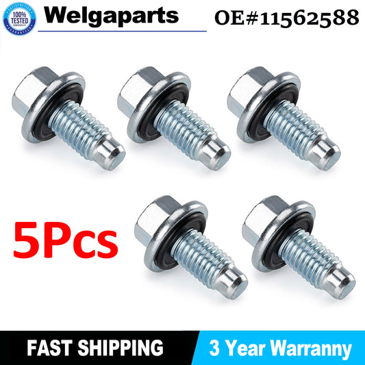5PCS 11562588 Engine Oil Pan Drain Plug w/O-Ring For GM for Chevrolet for Buick for Cadillac