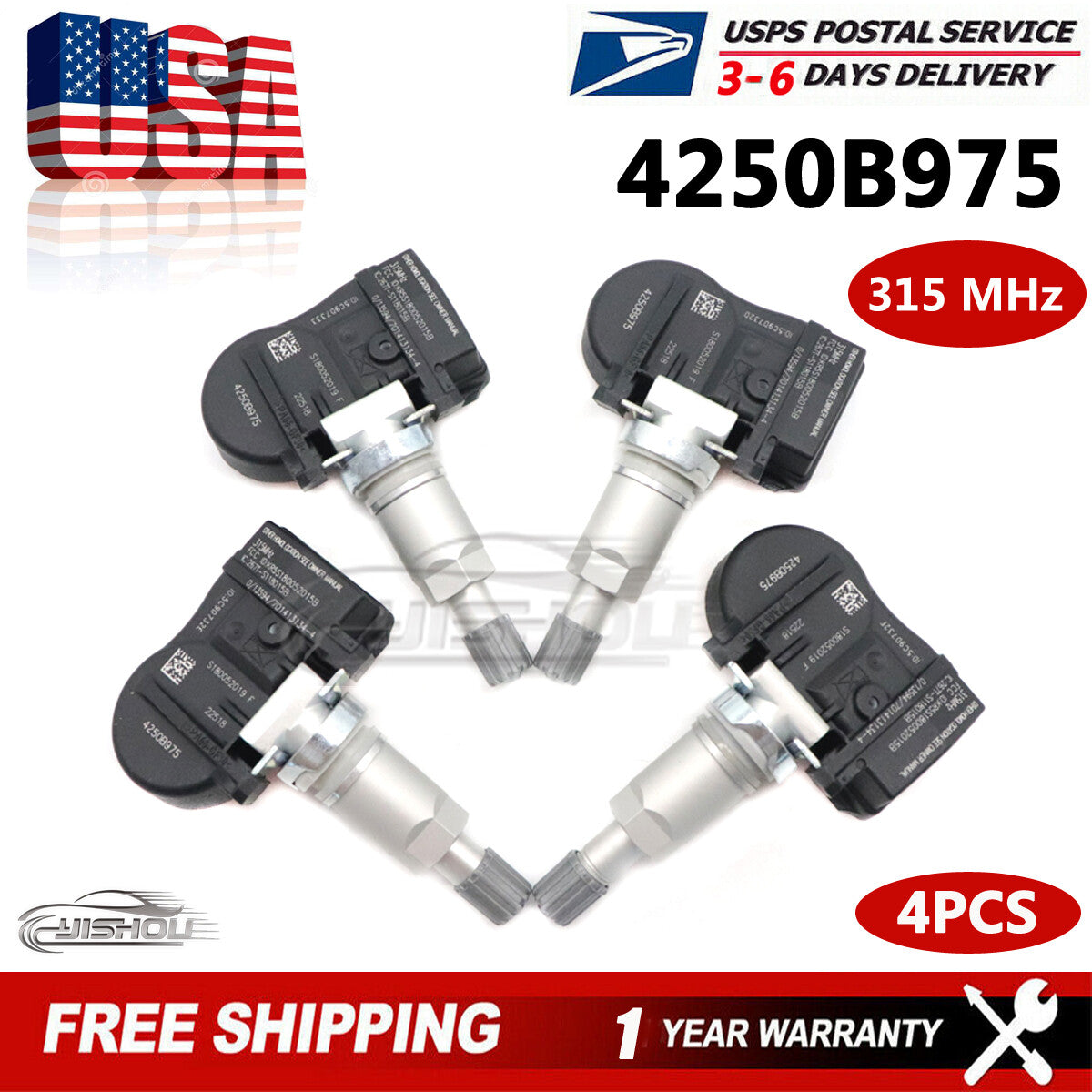 4x TPMS for Mitsubishi Lancer Outlander Tire Pressure Sensor 4250B975 315MHz