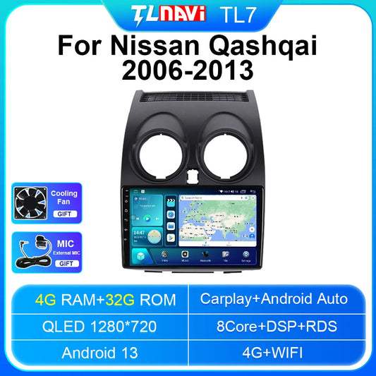 for Nissan Qashqai j10 2006-2013 CarPlay Car Radio Multimedia GPS Player Screen