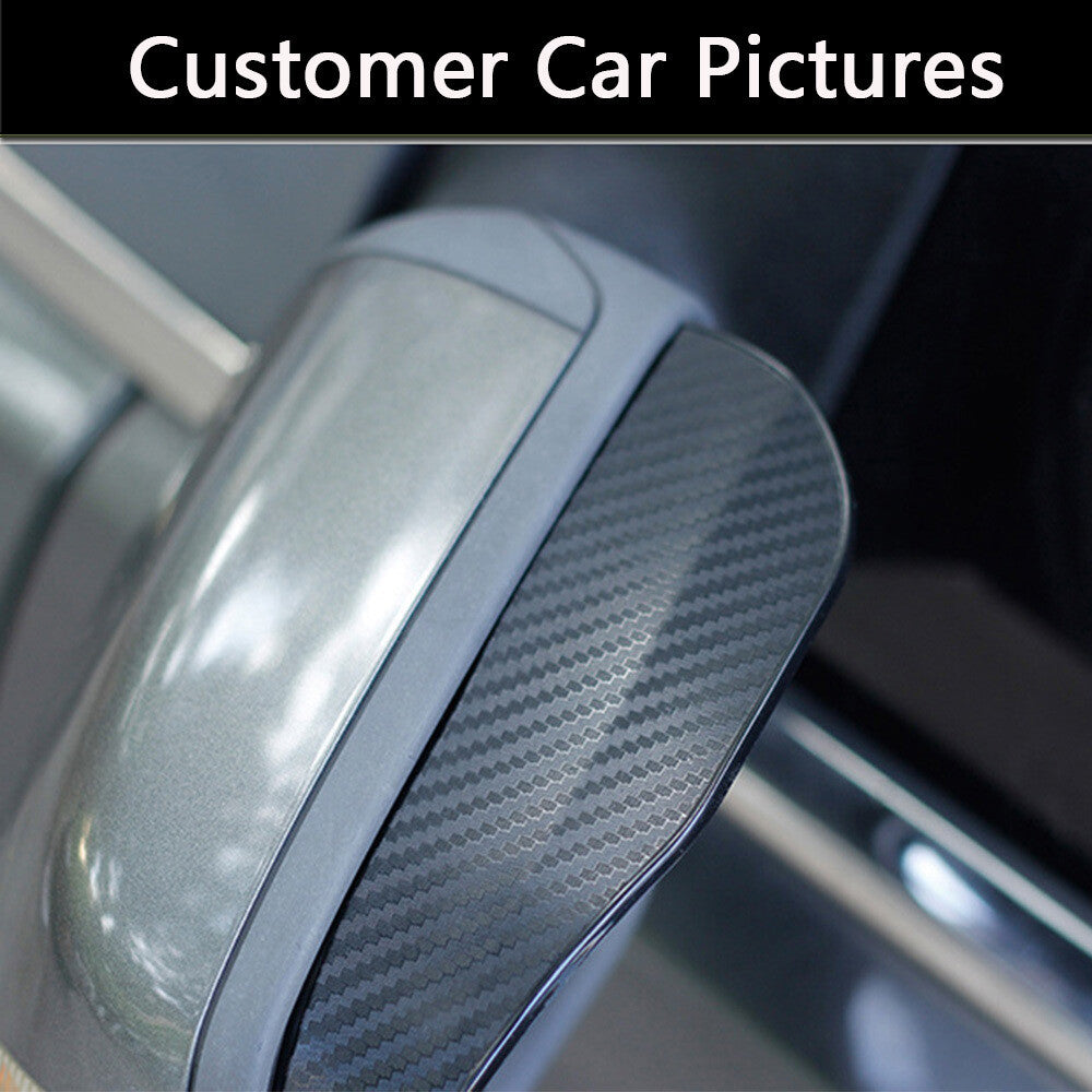 2PCS Rear View Side Mirror Rain Board Eyebrow Guard Sun Visor Trim Carbon Look