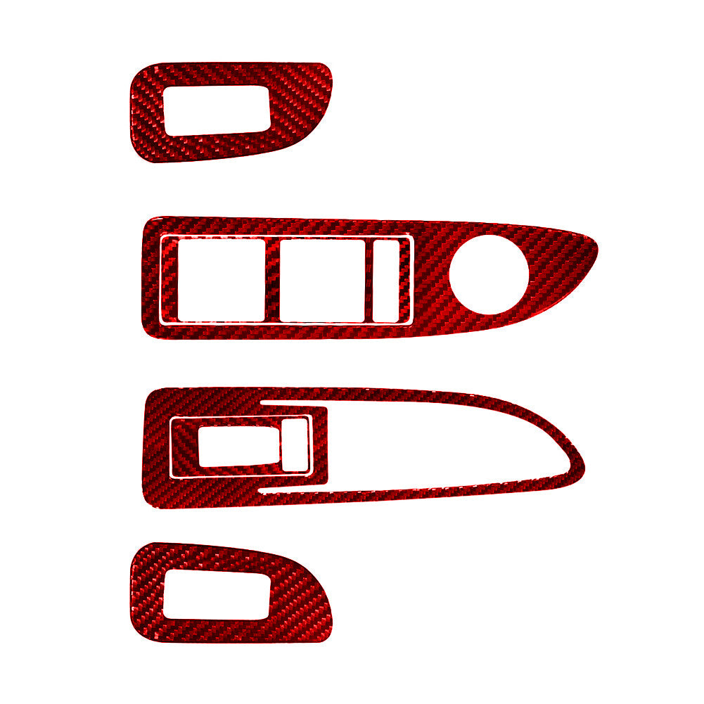 6Pcs Red Carbon Fiber Door Control Panel Cover Trim for Chrysler 200 2011-2014