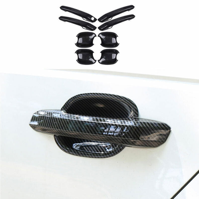 for Audi 2017-21 A4 A5 ABS Carbon Fiber Outside Door Bowl Handle Cover Trim 8PCS