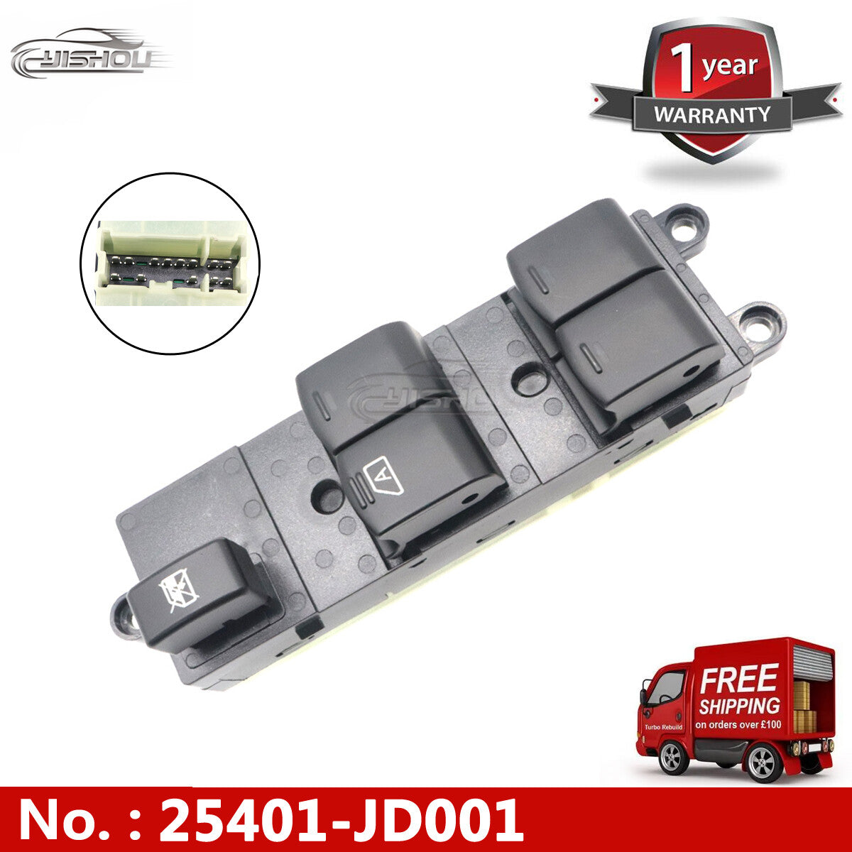25401-JD001 Power Window Main Switch Control for Nissan Navara D40 (2007-2015)