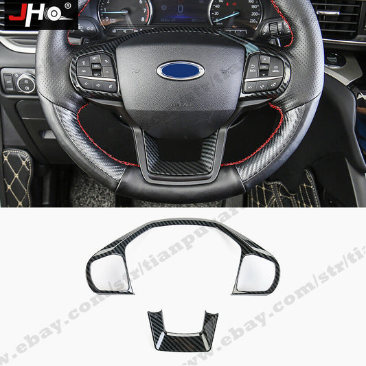 Carbon Grain Steering Wheel Frame Overlay Cover Trim for Ford Explorer 2020-2023