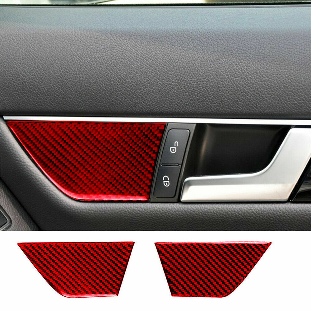 Carbon fiber red door handle panel cover trim suitable for Mercedes-Benz C-Class W204