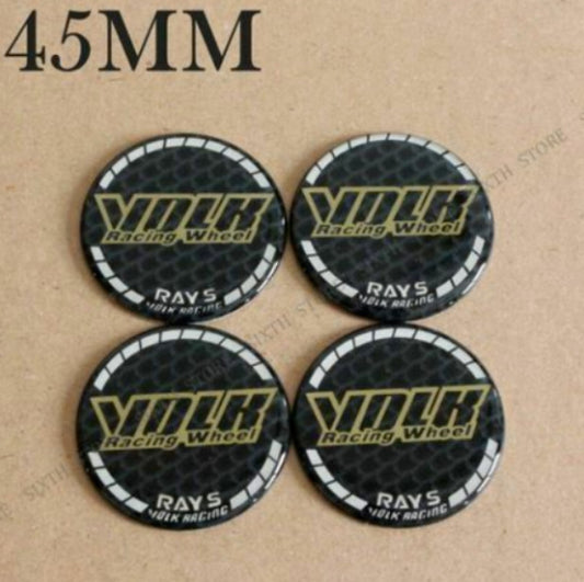 4-piece set of 68mm Vossen badge wheel center caps, hubcaps, rim caps, badges, black, red