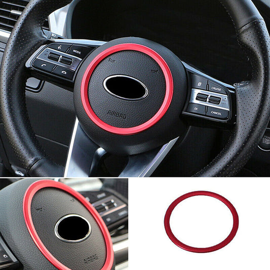 for Kia Forte 2019-2021 Red Alu. Steering Wheel Central Ring Trim Decor Cover