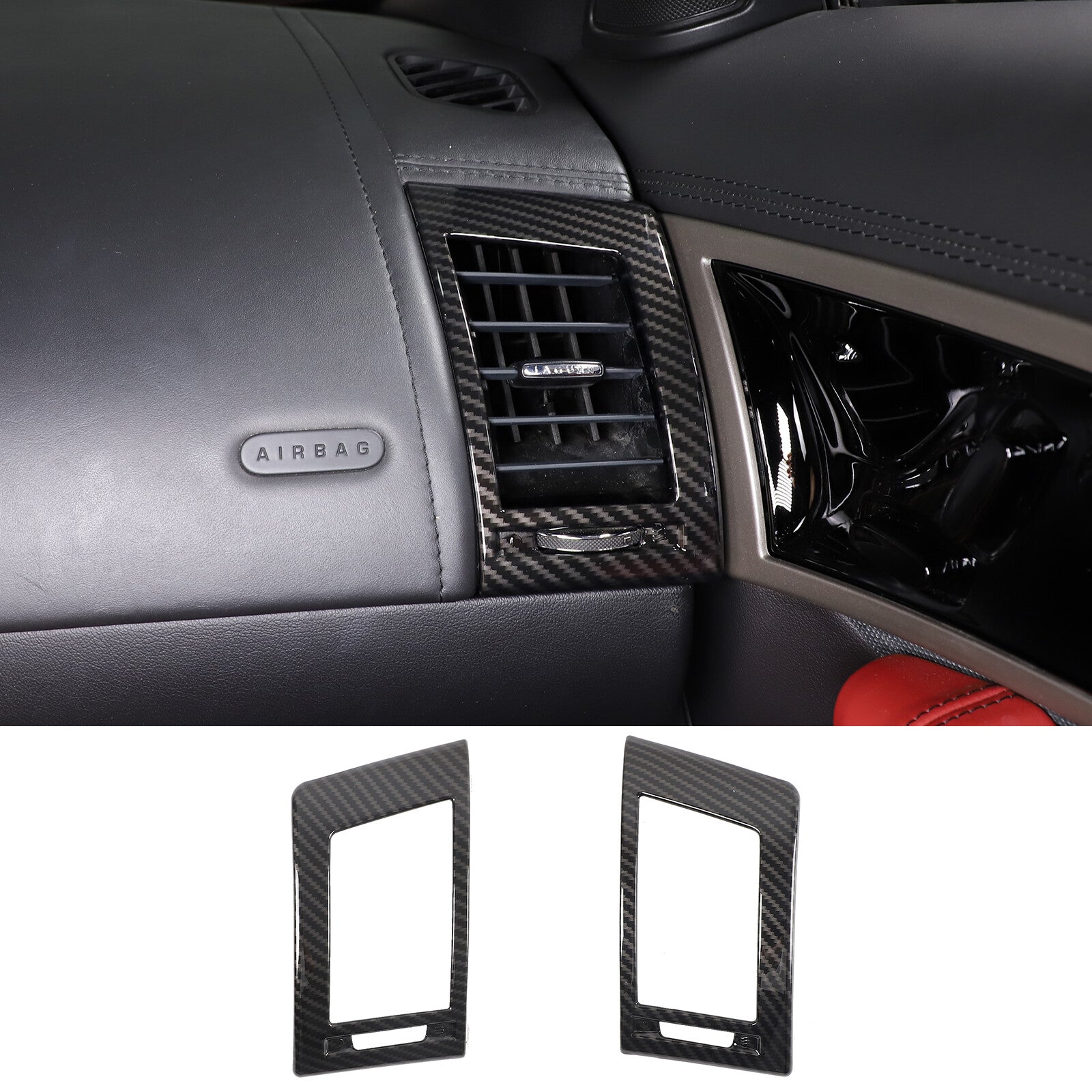 2-Pack Red ABS Rear Door Cupholder Panel Cover Trim for Honda Pilot 2015-2021 USA