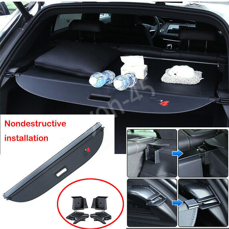 for Cadillac XT4 2019-22 Black Rear Trunk Cargo Luggage Security Shield Shade 1x