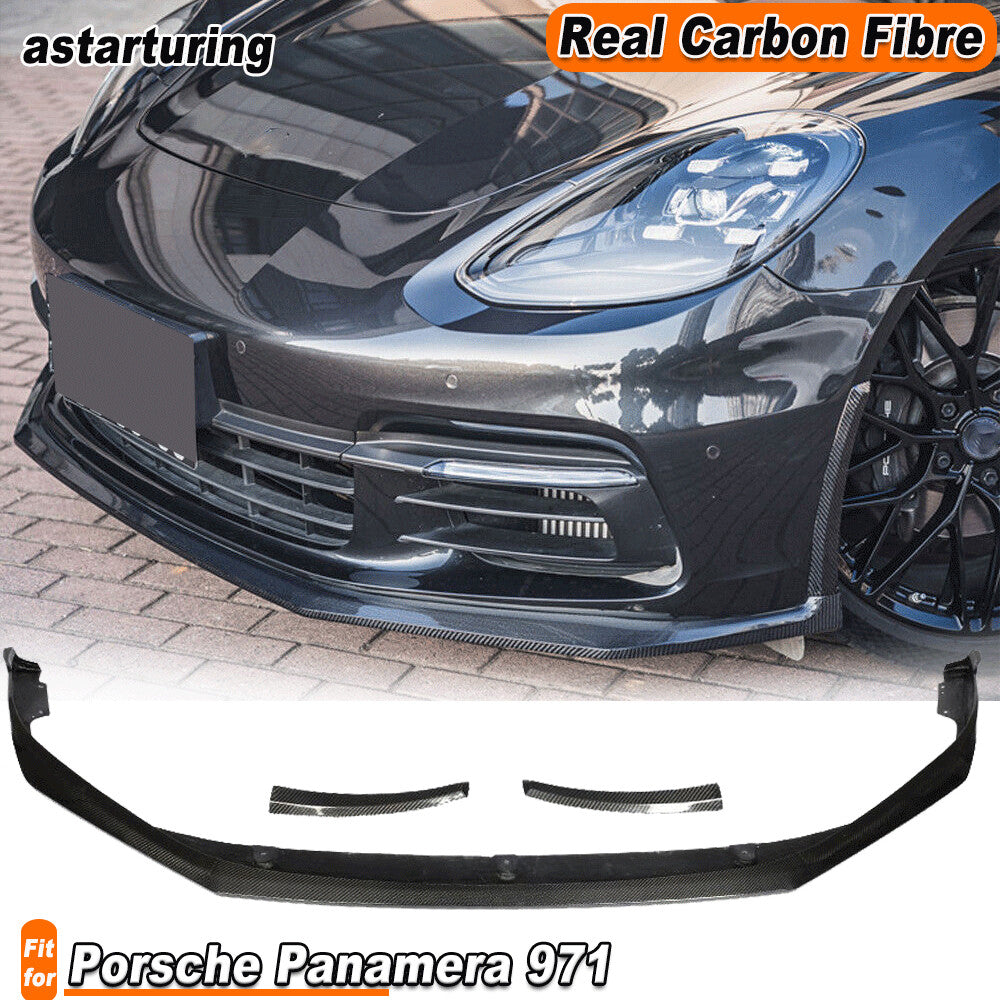 for Porsche for Panamera 971 2017-2019 REAL CARBON Front Bumper Lip Splitter Spoiler