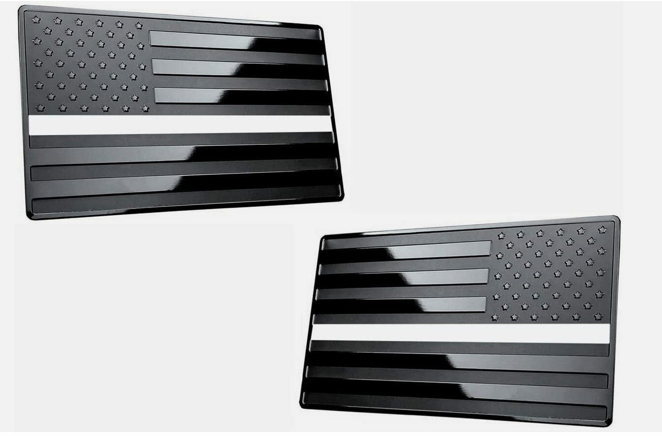 2-piece car side fender rear trunk badge, black and white American flag for Chevrolet
