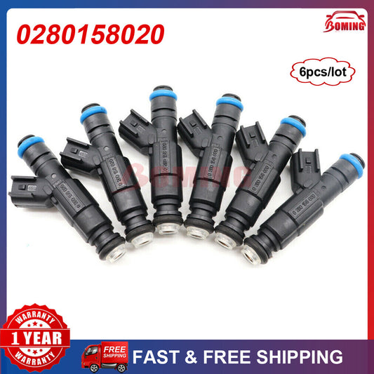 6-pack of new 0280158020 fuel injectors suitable for Jeep Freedom, for Dodge Dakota, and for Mitsubishi 3.7L.
