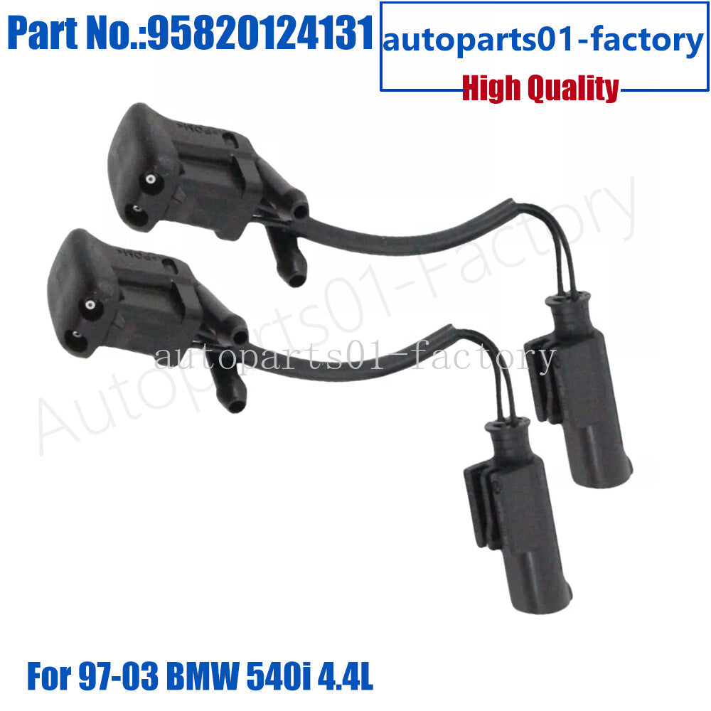 2PCS Windshield Washer Nozzles with Heating 61668361042 for 97-03 for BMW 540i 4.4L