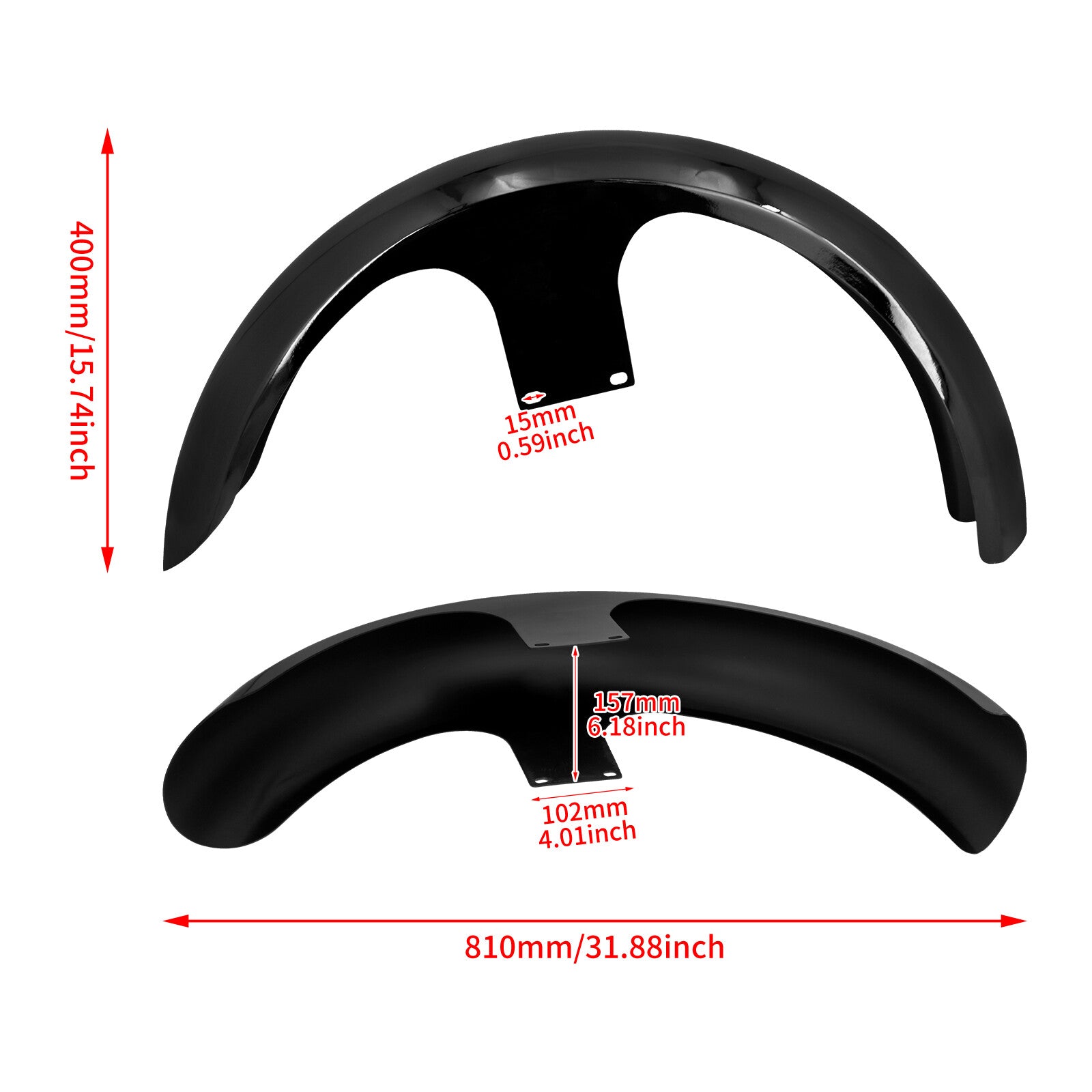 Gloss Black 120/23Wrap Front Fender for Harley Touring Road Electra Glide 96-23