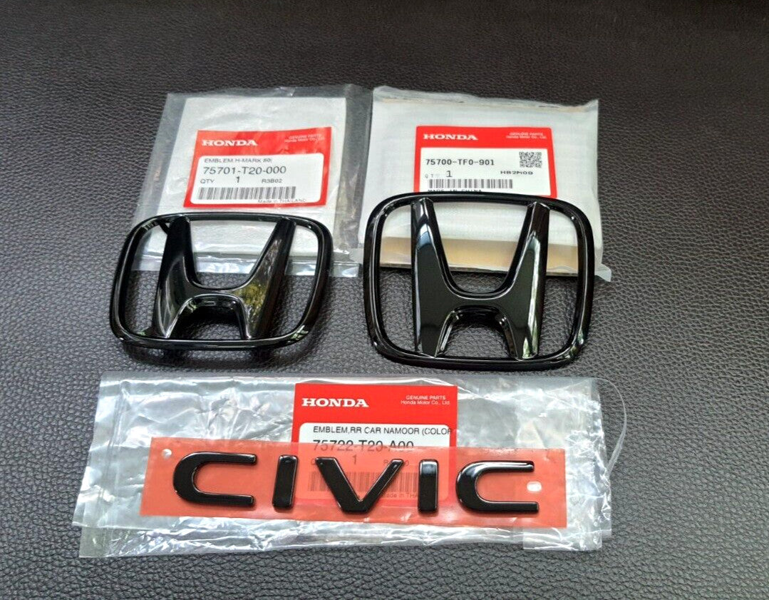 1SET H +1 for CIVIC FE BLACK GLOSSY LOGO EMBLEM BADGE for HONDA for CIVIC FE 2021-24